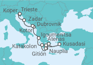 Itinerario del Crucero De las costas helénicas a las venecianas - Oceania Cruises