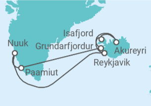 Itinerario del Crucero Picos Polares y Senderos de Fiordos - Oceania Cruises