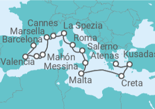Itinerario del Crucero Joyas del Mediterráneo meridional - Oceania Cruises