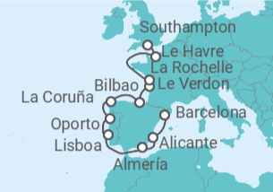 Itinerario del Crucero Rutas de Europa Occidental - Oceania Cruises