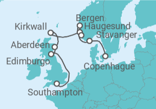 Itinerario del Crucero Leyendas del Mar del Norte - Oceania Cruises