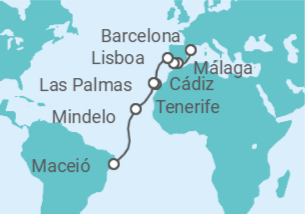 Itinerario del Crucero España, Portugal, Cabo Verde - Costa Cruceros