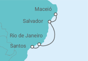 Itinerario del Crucero Brasil - Costa Cruceros
