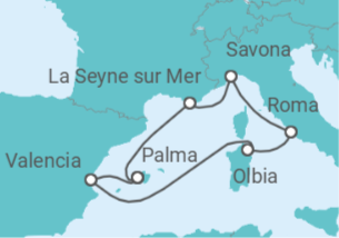 Itinerario del Crucero Historia y belleza natural  - todo incluido. - Costa Cruceros
