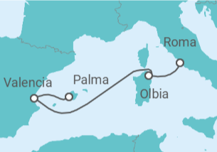Itinerario del Crucero España, Italia TI - Costa Cruceros