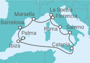 Itinerario del Crucero Mediterráneo: España, Italia y Portugal - NCL Norwegian Cruise Line