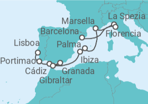 Itinerario del Crucero Mediterráneo: España y Gibraltar - NCL Norwegian Cruise Line