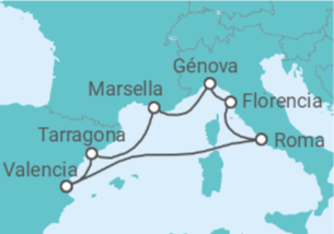 Itinerario del Crucero Mediterráneo Lirico II - MSC Cruceros