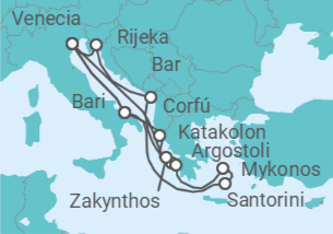 Itinerario del Crucero Italia, Grecia - Costa Cruceros