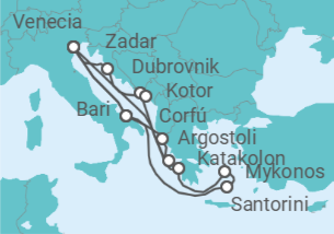 Itinerario del Crucero Italia, Grecia, Croacia, Montenegro - Costa Cruceros