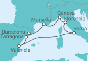 Itinerario del Crucero Francia, Italia, España - MSC Cruceros