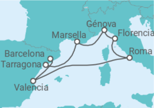 Itinerario del Crucero Francia, Italia, España - MSC Cruceros