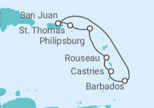 Itinerario del Crucero Caribe Sur con Barbados y Santa Lucía - Princess Cruises