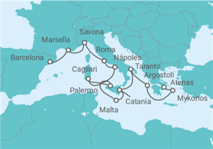 Itinerario del Crucero Desde Barcelona a Atenas - Costa Cruceros