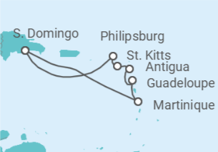 Itinerario del Crucero Martinica, Guadalupe, Antigua Y Barbuda, San Cristóbal Y Nieves, Saint Maarten TI - Costa Cruceros