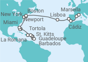 Itinerario del Crucero Desde La Romana a Marsella - Costa Cruceros