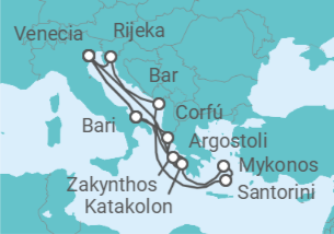 Itinerario del Crucero Italia, Grecia - Costa Cruceros
