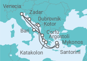 Itinerario del Crucero Italia, Grecia, Croacia, Montenegro - Costa Cruceros