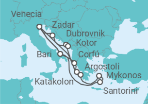 Itinerario del Crucero Italia, Grecia, Croacia, Montenegro - Costa Cruceros