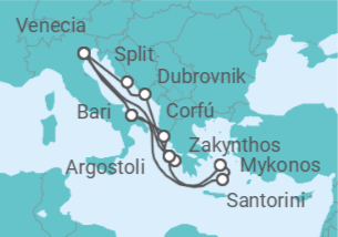 Itinerario del Crucero Italia, Grecia, Croacia TI - Costa Cruceros