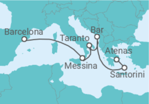 Itinerario del Crucero Mediterráneo con Grecia y el Adriático - Princess Cruises
