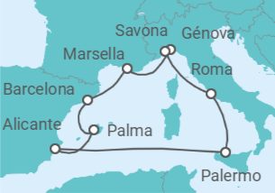 Itinerario del Crucero Francia, España, Italia TI - Costa Cruceros