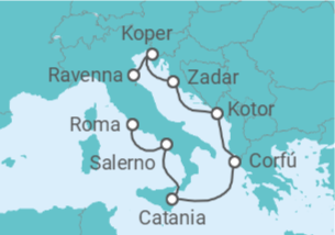 Itinerario del Crucero Italia, Grecia, Montenegro, Eslovenia - NCL Norwegian Cruise Line