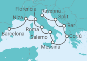 Itinerario del Crucero Mediterráneo: Italia, Francia y Grecia - NCL Norwegian Cruise Line