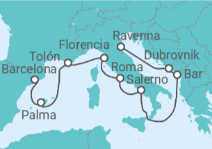 Itinerario del Crucero Mediterráneo: Italia, Francia y España - NCL Norwegian Cruise Line