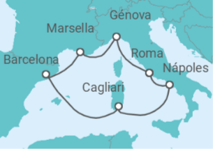 Itinerario del Crucero Francia, España, Italia - Costa Cruceros