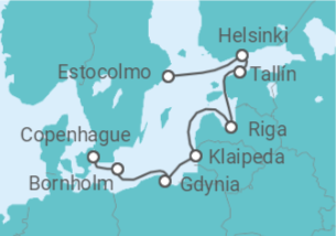 Itinerario del Crucero Dinamarca, Polonia, Lituania, Letonia, Estonia, Finlandia, Suecia - Silversea