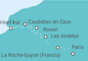 Itinerario del Crucero Bellezas de París y la Costa de Normandía - CroisiEurope