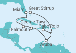 Itinerario del Crucero El Caribe: Gran Caimán, Aruba y Rep. Dominicana - NCL Norwegian Cruise Line
