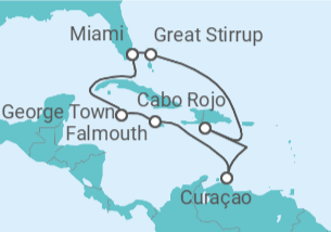 Itinerario del Crucero El Caribe: Curaçao, Bahamas y República Dominicana - NCL Norwegian Cruise Line