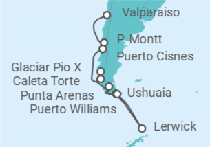 Itinerario del Crucero Hasta los confines de la tierra - Silversea