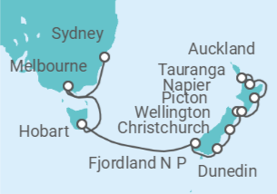 Itinerario del Crucero Viaje completo Australia y Nueva Zelanda - con vuelos - Holland America Line