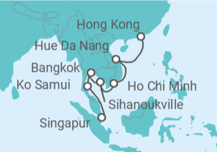 Itinerario del Crucero Viaje completo Vietnam, Camboya y Tailandia - con vuelos - Holland America Line