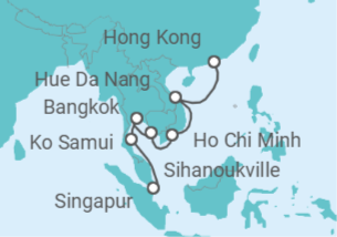 Itinerario del Crucero Viaje completo Tailandia, Camboya y Vietnam - con vuelos - Holland America Line