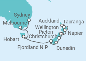 Itinerario del Crucero Viaje completo Nueva Zelanda y Australia - con vuelos - Holland America Line