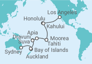 Itinerario del Crucero Desde Sidney (Australia) a Los Ángeles (EEUU) - Princess Cruises