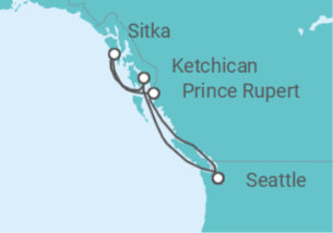 Itinerario del Crucero Alaska: Pasaje Interior y Fiordos Glaciares - Virgin Voyages