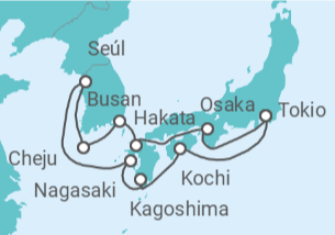 Itinerario del Crucero Viaje completo Japón y Corea del Sur- con vuelos - Holland America Line