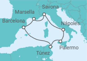 Itinerario del Crucero Francia, Italia, Túnez TI - Costa Cruceros