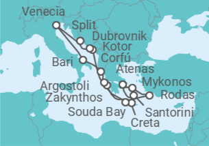 Itinerario del Crucero Grecia, Montenegro, Croacia, Italia TI - Costa Cruceros