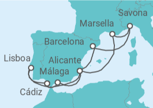 Itinerario del Crucero España, Francia, Italia, Portugal TI - Costa Cruceros