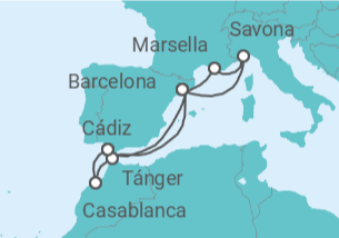 Itinerario del Crucero España, Francia, Italia, Marruecos TI - Costa Cruceros