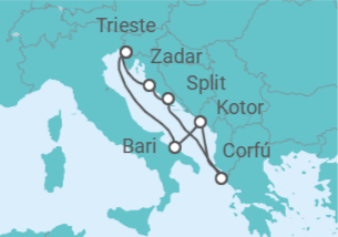 Itinerario del Crucero Montenegro, Grecia, Croacia, Italia TI - Costa Cruceros