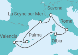 Itinerario del Crucero Italia, Francia, España TI - Costa Cruceros