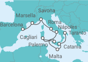 Itinerario del Crucero Desde Barcelona a Tarento (Italia) - Costa Cruceros