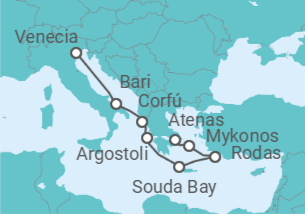 Itinerario del Crucero Italia, Grecia - Costa Cruceros